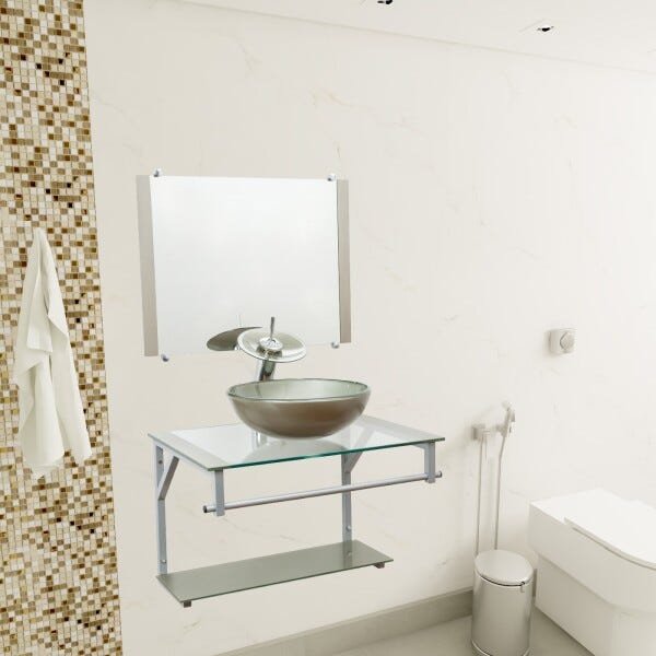 Gabinete Com Cuba Para Banheiro De Vidro 60cm - Cores - Bege - Haiti 60x45 - 3