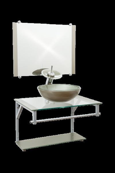 Gabinete Com Cuba Para Banheiro De Vidro 60cm - Cores - Bege - Haiti 60x45 - 2