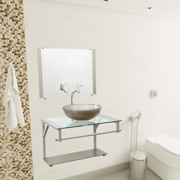 Gabinete Com Cuba Para Banheiro De Vidro 60cm - Cores - Bege - Haiti 60x45 - 4
