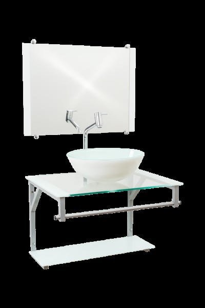 Gabinete Com Cuba Para Banheiro De Vidro 60cm - Cores - Branco - Haiti 60x45 - 1