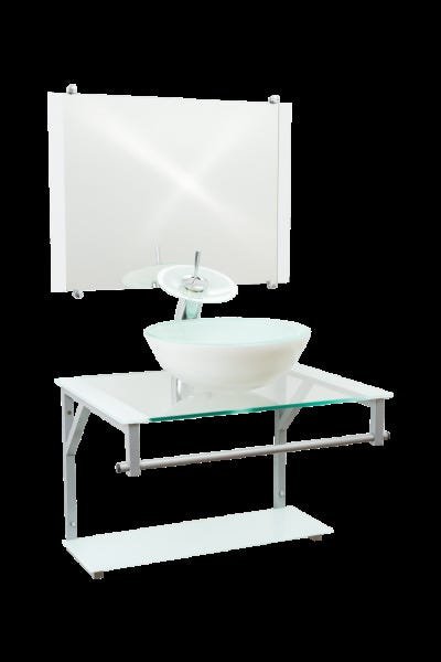 Gabinete Com Cuba Para Banheiro De Vidro 60cm - Cores - Branco - Haiti 60x45 - 2