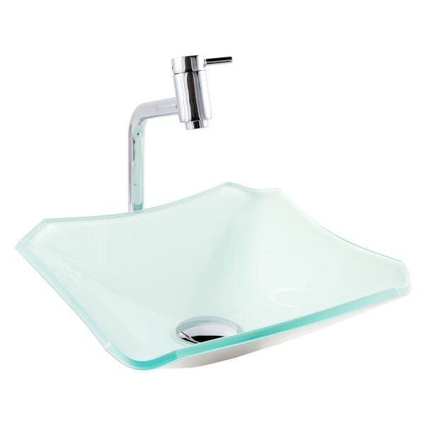 Kit Banheiro Cuba de Vidro Retrô 33 cm + Torneira Link + Válvula - Branco - 3