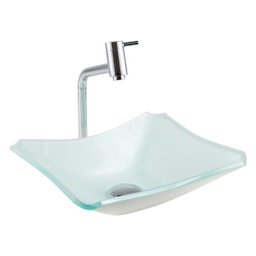 Kit Banheiro Cuba de Vidro Retrô 38 cm + Torneira Link + Válvula - Branco - 3