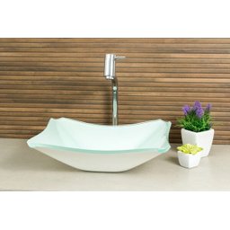 Kit Banheiro Cuba de Vidro Retrô 38 cm + Torneira Link + Válvula - Branco - 2