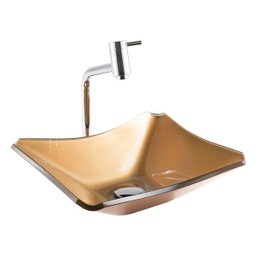 Kit Banheiro Cuba de Vidro Retrô 38 cm + Torneira Link + Válvula - Bronze - 3