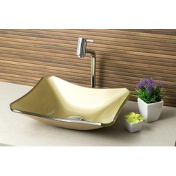 Kit Banheiro Cuba de Vidro Retrô 38 cm + Torneira Link + Válvula - Dourado - 2