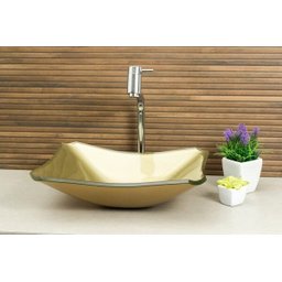 Kit Banheiro Cuba de Vidro Retrô 38 cm + Torneira Link + Válvula - Dourado - 3