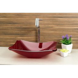 Kit Banheiro Cuba de Vidro Retrô 38 cm + Torneira Link + Válvula - Vinho - 2