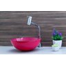 Kit Banheiro Cuba de Vidro Redonda 30 cm + Torneira Link + Válvula - Rosa - 3