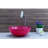Kit Banheiro Cuba de Vidro Redonda 30 cm + Torneira Link + Válvula - Rosa - 2