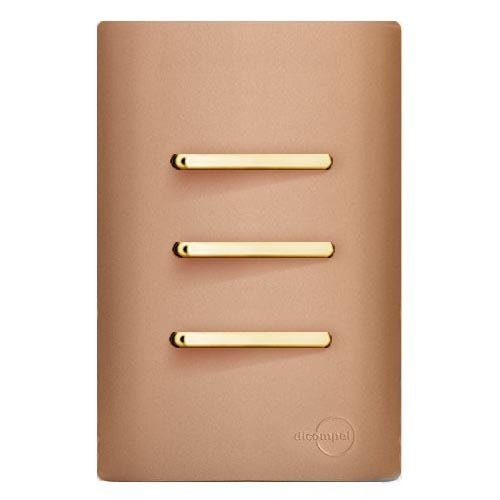 Conjunto Interruptor Triplo (1 Simples + 2 Paralelos) com Suporte 4x2 - Dicompel Novara Ouro Rose Go