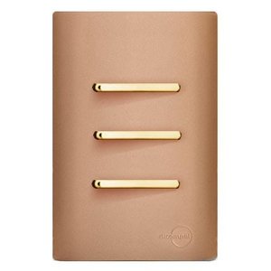 Conjunto Interruptor Triplo (1 Simples + 2 Paralelos) com Suporte 4x2 - Dicompel Novara Ouro Rose Go