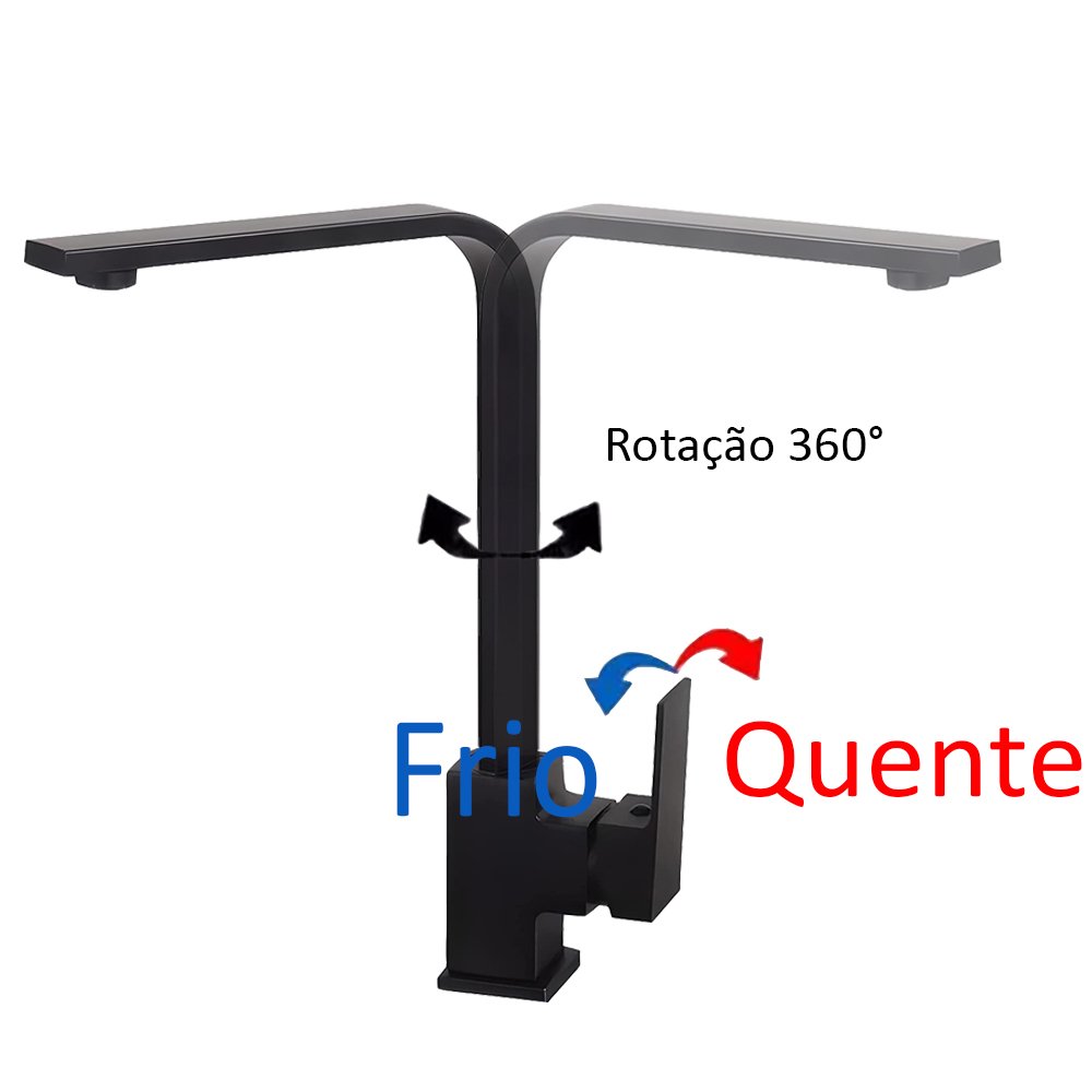 Torneira para Cozinha Bancada Pia com Função Misturador Monocomando Água Quente e Fria + Mangueiras - 3