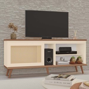 Rack Camille 100% Mdf Tuboarte 1 Porta 3 Nichos e Pés Estilo Retrô