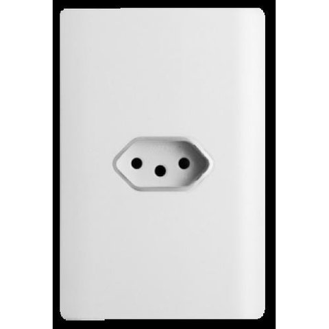 Conjunto Tomada 20A Horizontal com Suporte 4x2 - Dicompel Novara Branco Cromado - Dnv1200/30Brcr