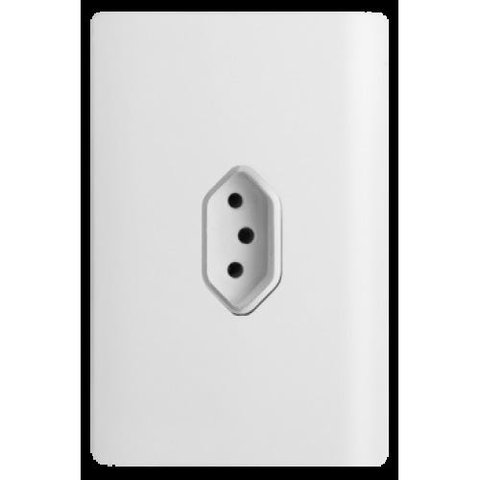 Conjunto Tomada 20A Vertical com Suporte 4x2 - Dicompel Novara Branco Cromado - Dnv1200/13Brcr