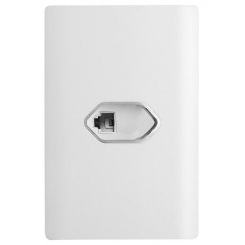 Conjunto Entrada Rj11 (Telefone) com Suporte 4x2 - Dicompel Novara Branco Cromado - Dnv1100/39Brcr