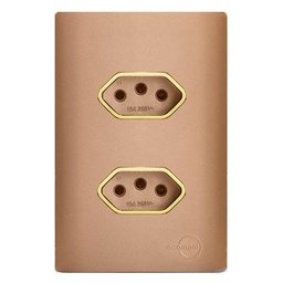 Conjunto Tomada Dupla 20A com Suporte 4x2 - Dicompel Novara Ouro Rose Gold - Dnv1500/33Orgd - 1