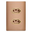 Ver imagem 1 de Conjunto Tomada Dupla 20A com Suporte 4x2 - Dicompel Novara Ouro Rose Gold - Dnv1500/33Orgd