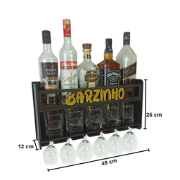 Barzinho de Parede Aparador Para Bebidas Para Sala Tema Barzinho - 49x26 Cor Preto - 3