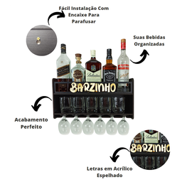 Barzinho de Parede Aparador Para Bebidas Para Sala Tema Barzinho - 49x26 Cor Preto - 2