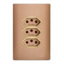 Ver imagem 1 de Conjunto Tomada Tripla 10A com Suporte 4x2 - Dicompel Novara Ouro Rose Gold - Dnv1500/150Orgd