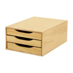 Caixa Arquivo Gaveteiro Organizador Escritório Madeira Mdf 3 Gavetas Documento A5 A4 Pinus - 1