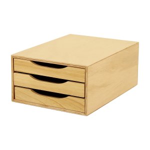 Caixa Arquivo Gaveteiro Organizador Escritório Madeira Mdf 3 Gavetas Documento A5 A4 Pinus