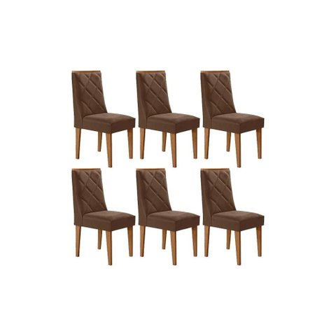 Kit 6 Cadeiras Sala Jantar Pietá 6 Un Naturalle/suede Marrom - Rufato