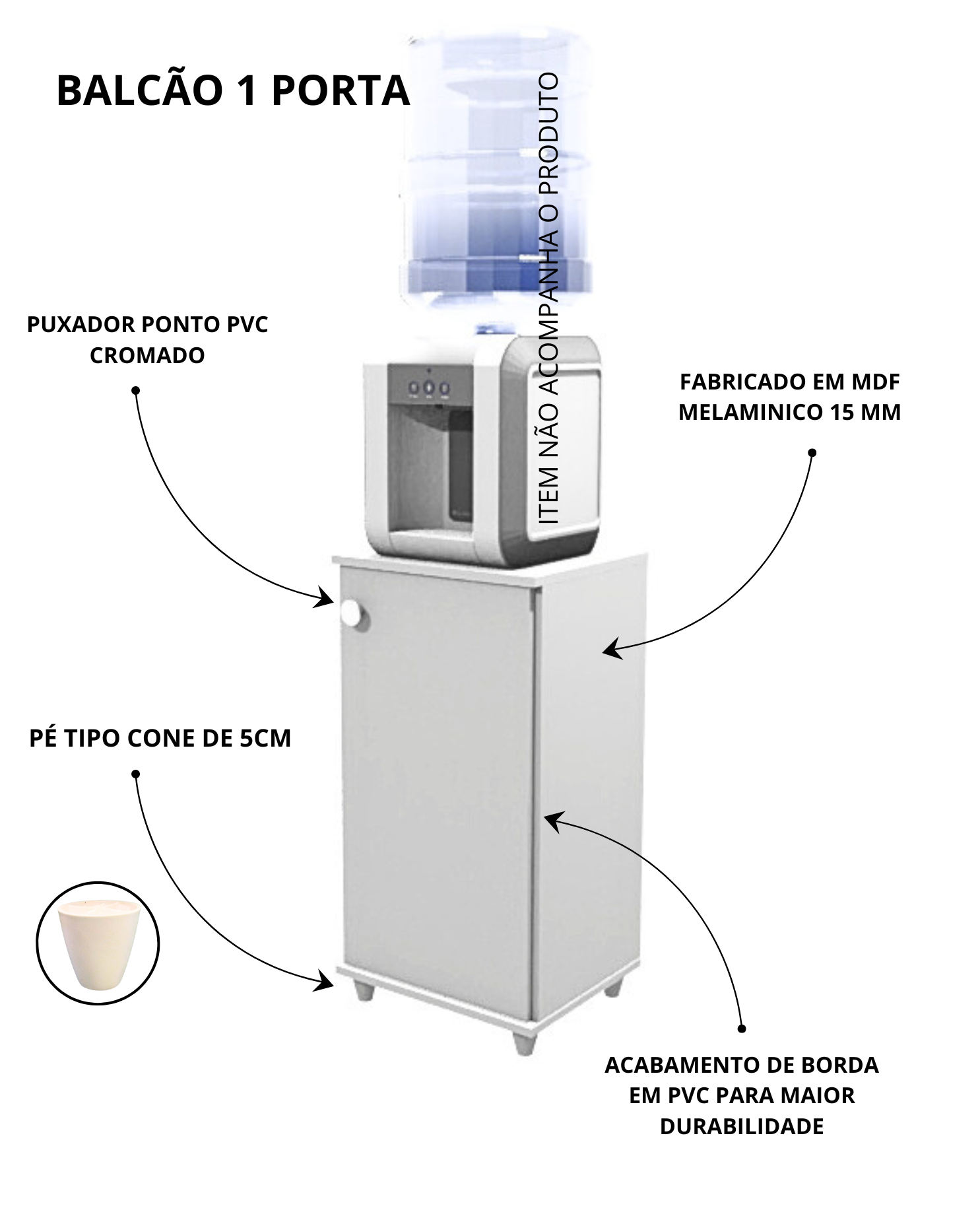 Balcão Multiuso na na Cor Branco - 2