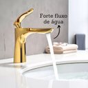 Ver imagem 2 de Torneira Lavabo Gold Brilhante Misturador Moderna Baixa Luxo