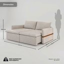 Ver imagem 3 de Sofá Cama Retrátil Renno D28 com Detalhe em Couro:Suede Bege Claro/200cm