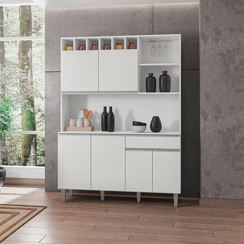 Armário para Cozinha Ambiente Kit Alice Branco Brilho - Ajl
