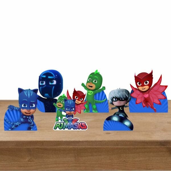 Kit Festa 6 Displays de Mesa Aniversário Pj Masks