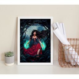 Quadro Pomba Gira Maria Farrapo 33x24cm:madeira Branca - 1