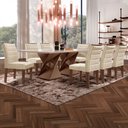Ver imagem 1 de Mesa de Jantar 8 Lugares Genova com Vidro Chocolate/Off White/Bege - Cel Móveis