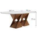 Ver imagem 3 de Mesa de Jantar 8 Lugares Genova com Vidro Chocolate/Off White/Bege - Cel Móveis