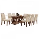 Ver imagem 2 de Mesa de Jantar 8 Lugares Genova com Vidro Chocolate/Off White/Bege - Cel Móveis