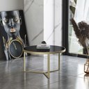 Ver imagem 2 de Mesa de Centro Aço Carbono Base Dourada Light Rabone Tampo Pintado de Vidro Preto