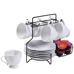 Suporte Porta Xícaras Píres e Cápsulas de Café Organizador Aço Preto Utimil - 1