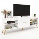 Ver imagem 3 de Rack para Tv até 55 Polegadas Luiza Diamantina 1 Porta 2 Prateleiras Branco Fosco - Panorama Móveis