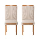Ver imagem 1 de Kit 2 Cadeiras Estofadas de Jantar Lótus - Mdf em Linho Pés em Madeira Eucalipto - Vintage Decor