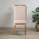 Ver imagem 4 de Kit 2 Cadeiras Estofadas de Jantar Lótus - Mdf em Linho Pés em Madeira Eucalipto - Vintage Decor