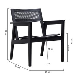 Poltrona Gusty com Encosto Telinha Assento Anatômico - Preto Madeira - 2