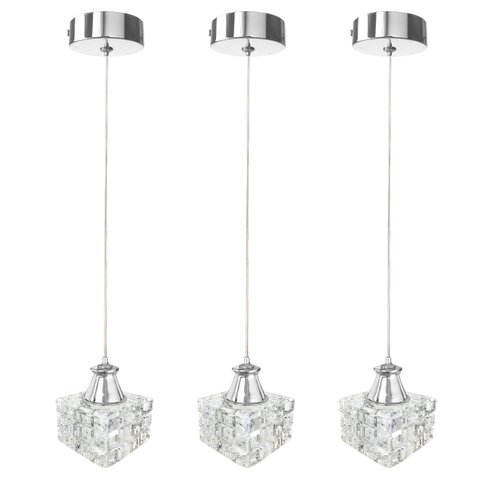 3 Pendente de Cristal Detalhe Metal Polido Lavabo G9 Bet43