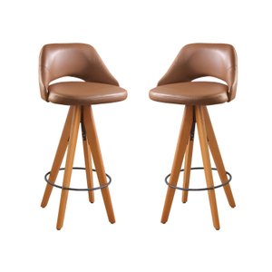 Kit 2 Banquetas Giratórias Estofadas com Encosto Nicole