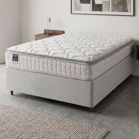 Cama Box Casal Queen Colchão Molas Ensacadas Gazin com Pillow Tower New Branco