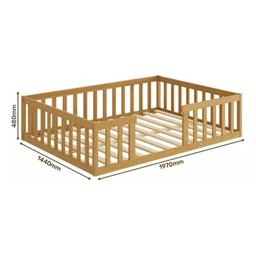 Cama Casal Queen Montessoriana com Grade de Proteção Premium Quarto Moderno Cercado Cor Nature - 3