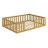 Cama Casal Montessoriana com Grade de Proteção Premium Quarto Moderno Cercado Cor Nature - 2