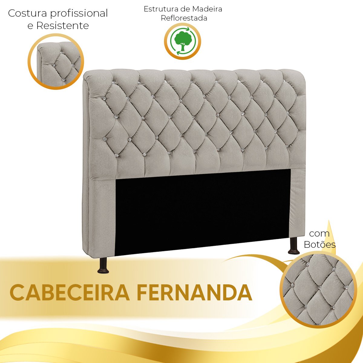 Cabeceira Fernanda 1,60 Queen - Speciale Home - Luxuria Marfim - 4